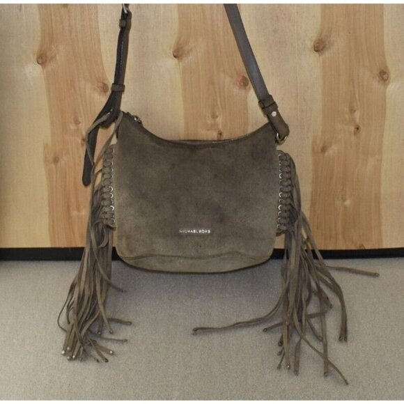 Michael Kors BILLY Women's Brown Bag Fringe Crossbody Messenger Purse - Picture 2 of 16
